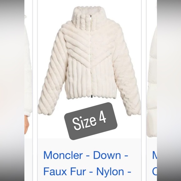 Women’s white faux fur Moncler coat size 4